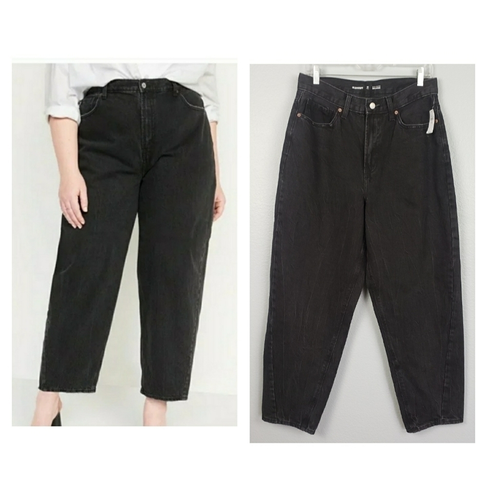 OLD NAVY Extra High Rise Balloon Jeans Black Sz 12 Grunge 90's